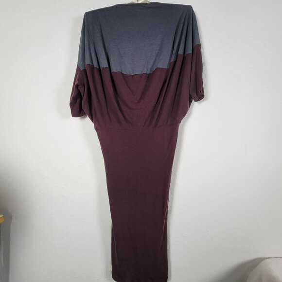 Marimekko Womens Colorblock Dolman Sleeve Midi Dress XS Gray/Maroon Wool Blend - Picture 2 of 9